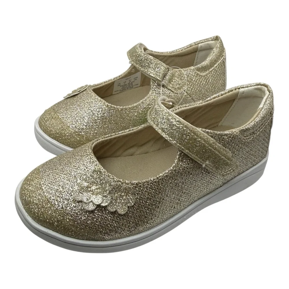 Stride Rite Gold Glitter‎ Mary Jane Shoes Girls Memory Foam NEW